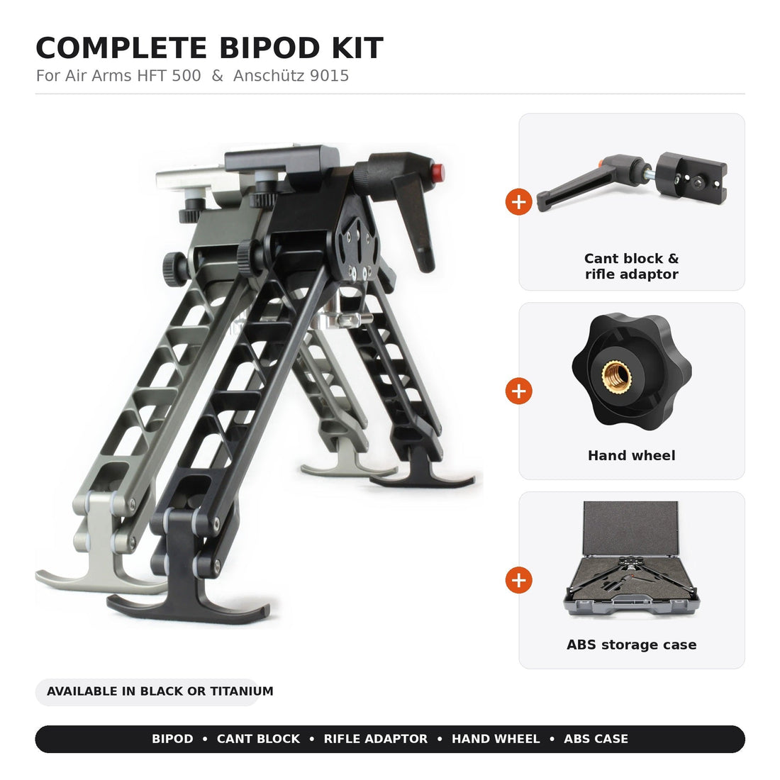 Tier One FTR Bipod Kit for Air Arms HFT 500 and Anschütz 9015
