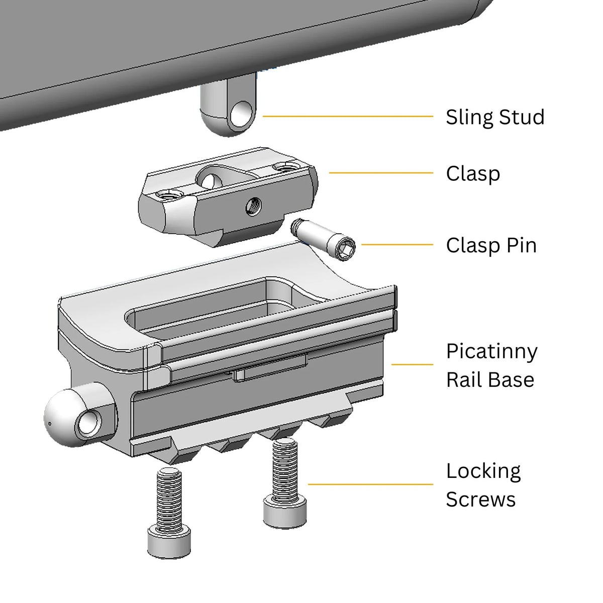 Vanguard Endeavor Picatinny rail adaptor fitted to a rifle front sling stud