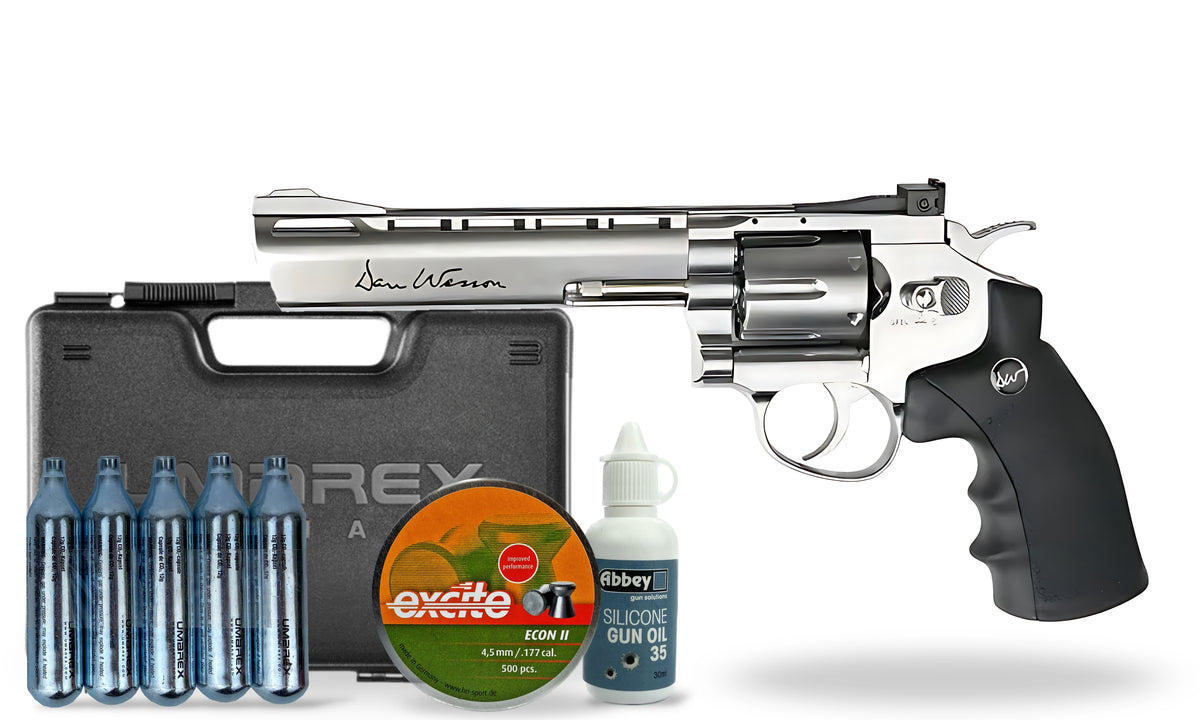 kit-premium Dan Wesson 6in .177 Pellet Revolver - Silver Premium Combo