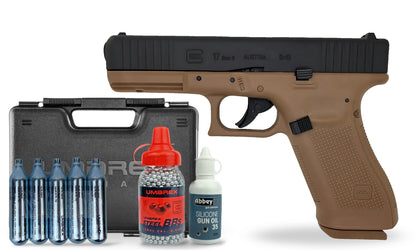 kit-premium Glock 17 Gen 5 Coyote 4.5mm BB Air Pistol Premium Combo