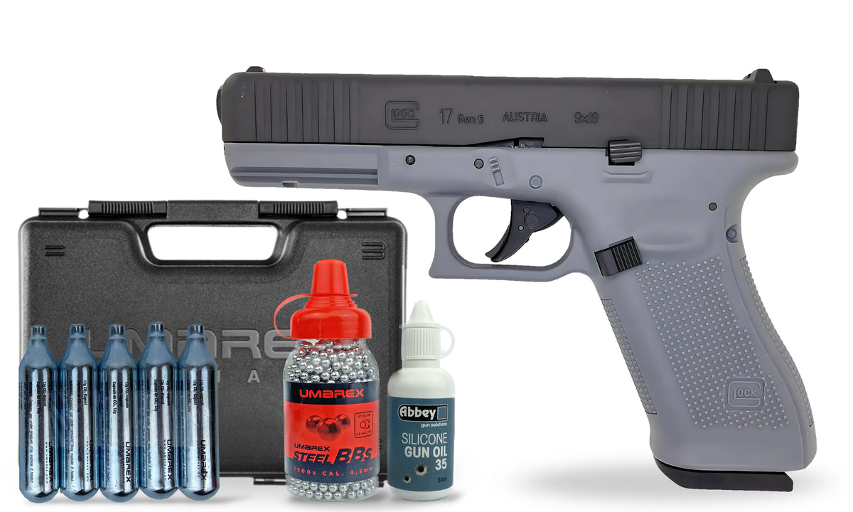 kit-premium Glock 17 Gen 5 Tungsten 4.5mm BB Air Pistol Premium Combo