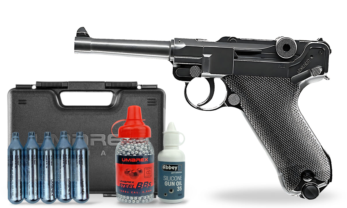 kit-premium KWC P08 Luger 4.5mm CO2 BB Air Pistol Premium Combo