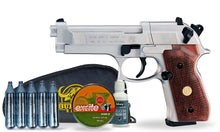 kit-standard Beretta M92 FS Nickel Wood .177 Pellet Air Pistol Standard Combo