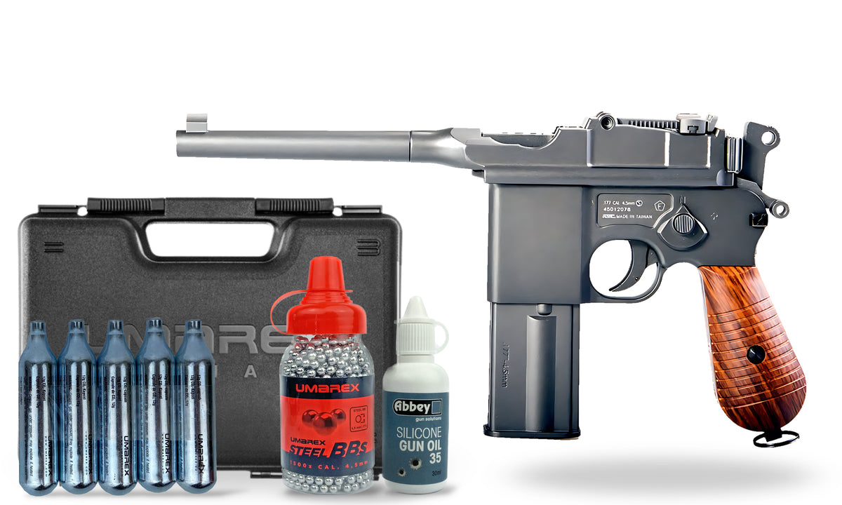 kit-premium KWC Mauser M712 4.5mm CO2 BB Air Pistol (Broom Handle) Premium Combo