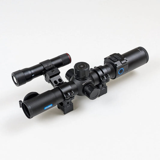 Pard Night Stalker Mini day and night scope with InfraX 850nm IR illuminator mounted