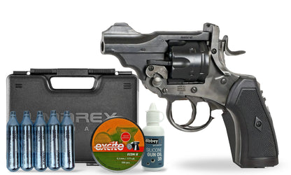 kit-premium Webley MK VI 2.5in .177 CO2 Pellet Revolver - Aged Finish Premium Combo
