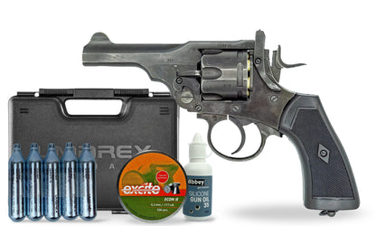 kit-premium Webley MK VI 4in .177 Pellet Revolver - Battlefield Finish Premium Combo