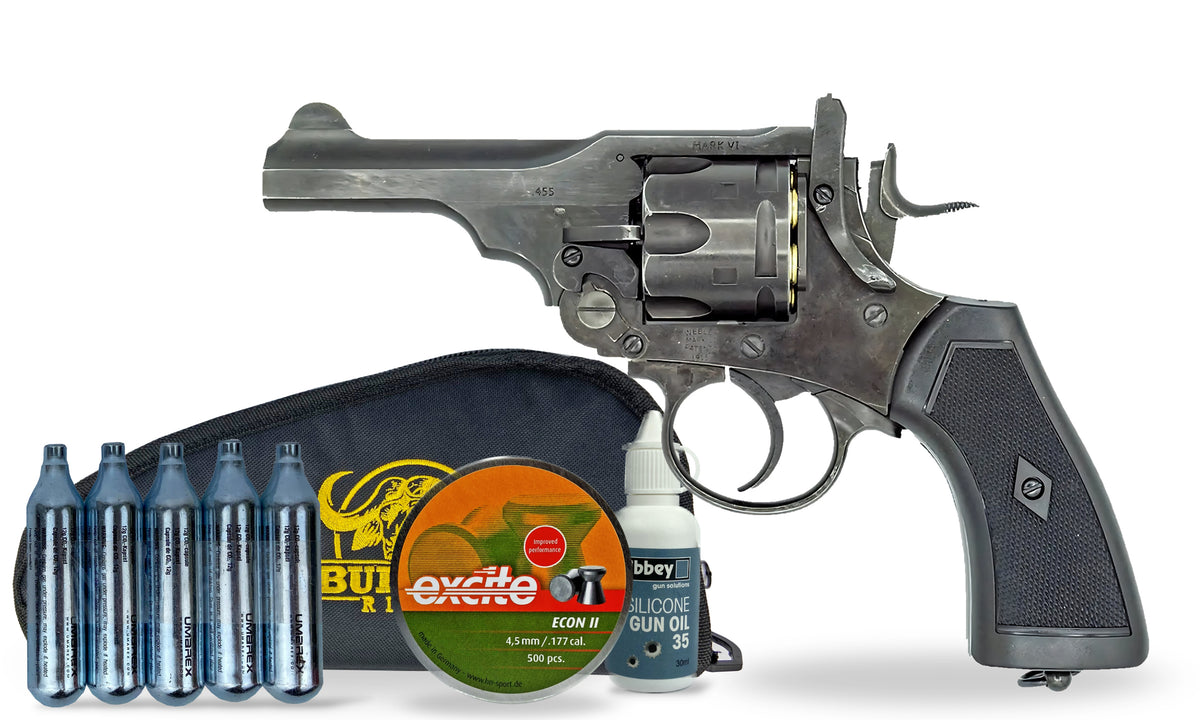 kit-standard Webley MK VI 4in .177 Pellet Revolver - Battlefield Finish Standard Combo