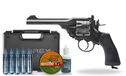 kit-premium Webley MK VI 6in .177 Pellet Revolver - Battlefield Finish Premium Combo